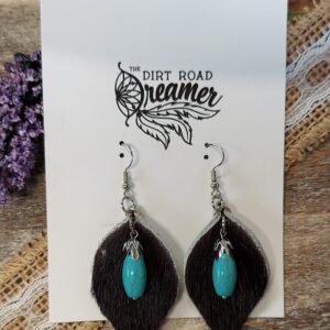 Black Cowhide Scoops with Turquoise