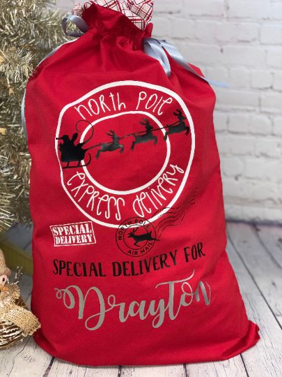 Personalized Extra Large Reusable Christmas Gift Bag | Santa Bag | Reusable wrapping | Fabric Gift Bag