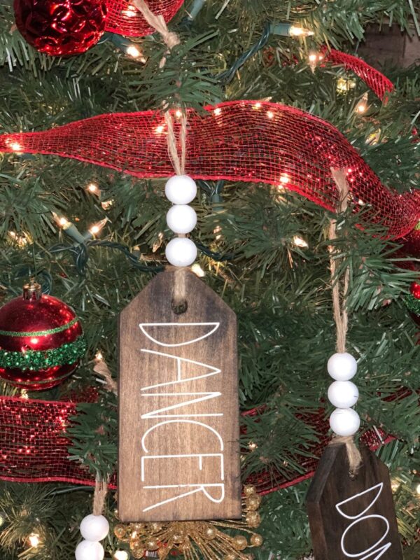 Reindeer Tag Ornaments | Christmas Tree Ornaments | Reindeer Name Ornaments | Wood Tag Ornaments