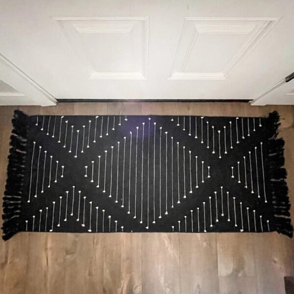 Black X Pattern Rug