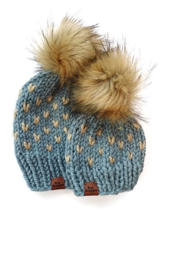 Happe Hearts Knit Pom Hat | Succulent + Peanut