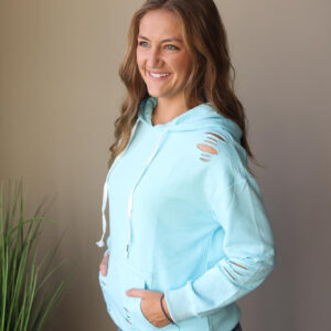 Mint Distressed Hoodie • M