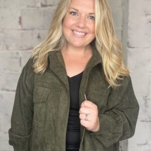 Oversized Corduroy Shacket – Olive