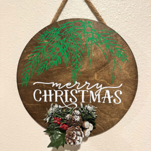 Merry Christmas Round Wood Sign  Item #3949