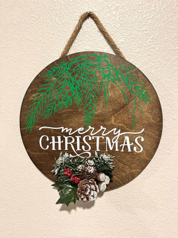 Merry Christmas Round Wood Sign  Item #3949