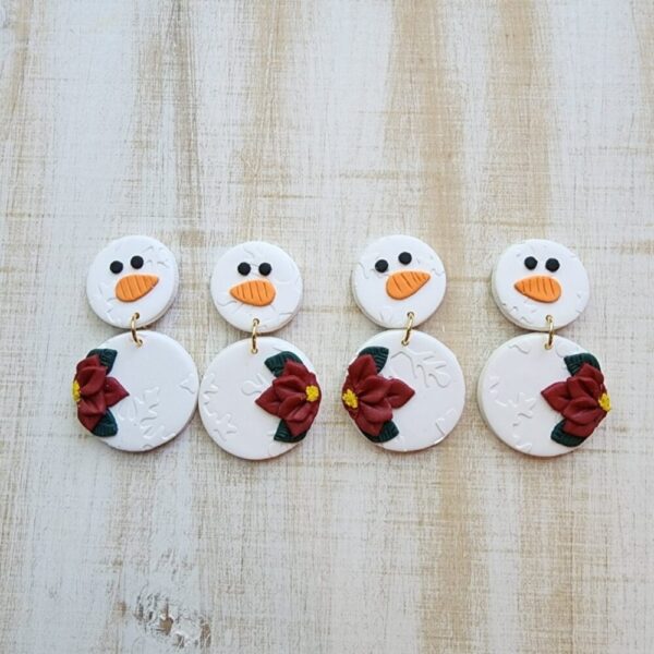 Snowman Poinsettia Earrings