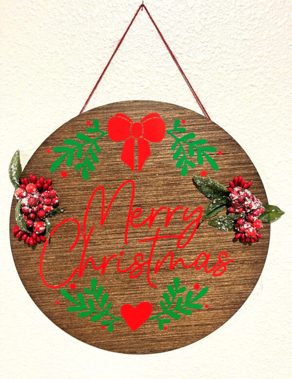 Merry Christmas Round Wood Sign  Item #3870