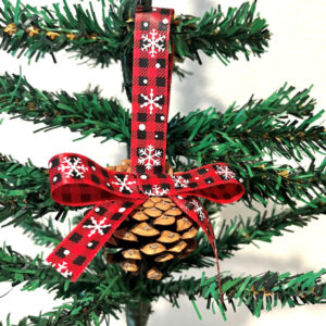 Pinecone Ornament with Christmas Bow  Item #3953