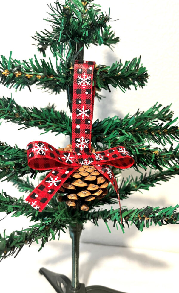 Pinecone Ornament with Christmas Bow  Item #3953