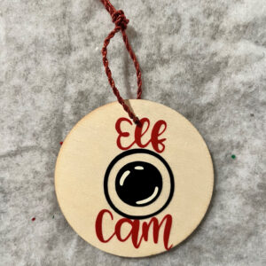Elf Cam Wood Ornament  Item #3934