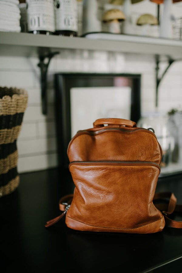 Aleks Leather Backpack, Cognac