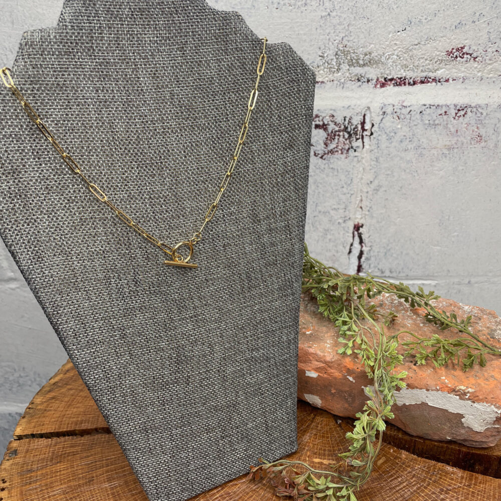 18k Gold Plated Paper Clip Chain with Toggle Clasp Shop Iowa