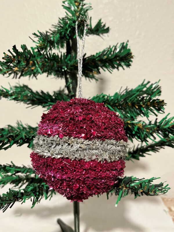 Pink & Silver Ball Ornament  Item #3939