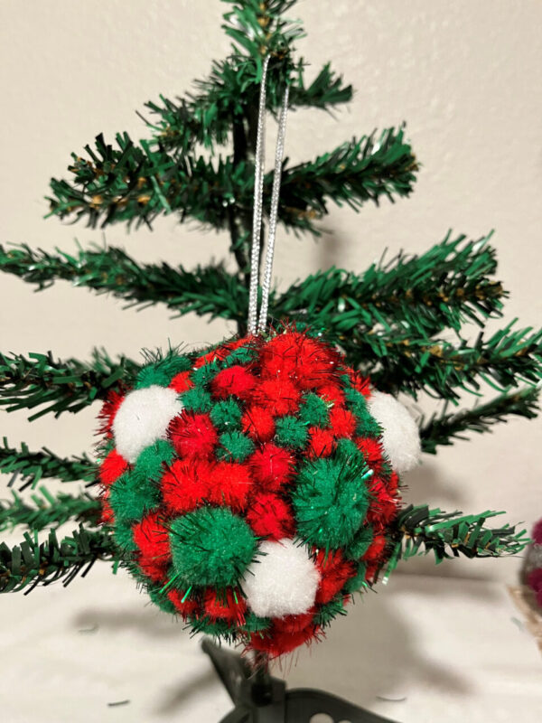 Red, Green & White Ball Ornament   Item #3940