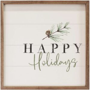 Happy Holidays Pine Branch White – Kendrick Home Wood Sign
