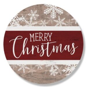 Merry Christmas Snowflakes Stripe Circle – Kendrick Home Wood Sign