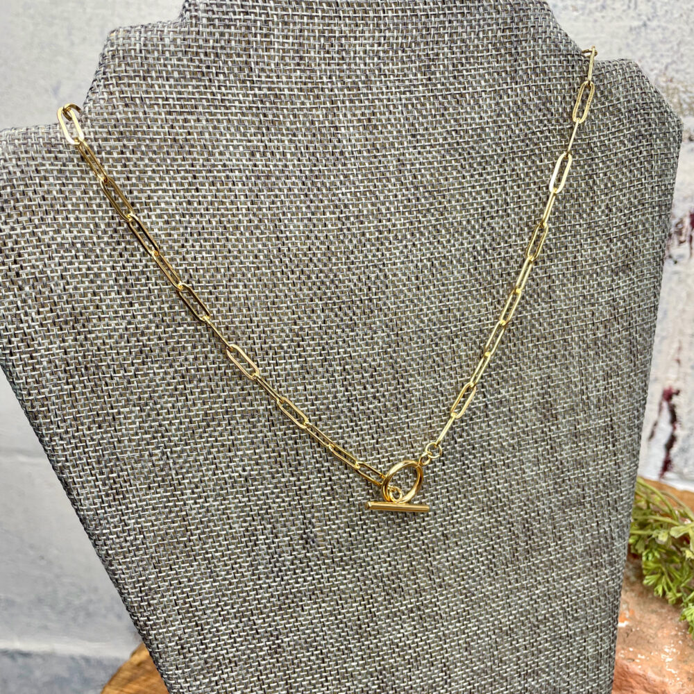 18k Gold Plated Paper Clip Chain with Toggle Clasp Shop Iowa