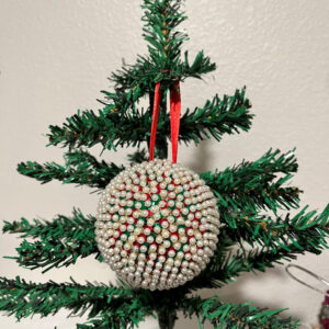 Green Red and Gold Ball Ornament  Item #3938