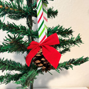 Pinecone Ornament with Red Ribbon  Item #3956