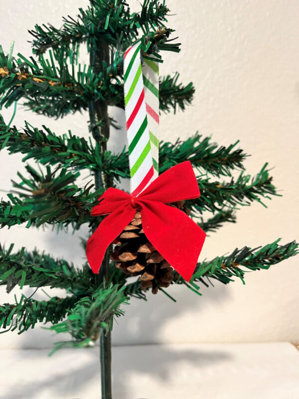 Pinecone Ornament with Red Ribbon  Item #3956