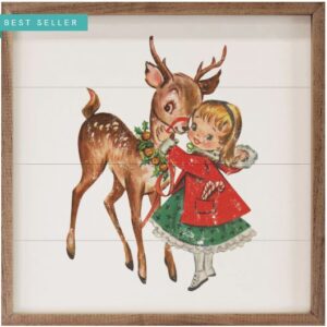 Vintage Deer with Girl – Kendrick Home Wood Sign
