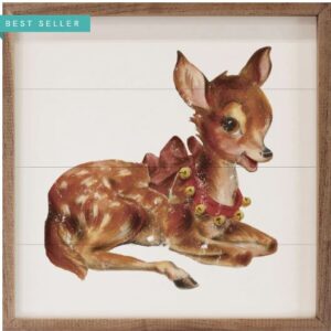 Vintage Deer With Jingle Bells – Kendrick Home Wood Sign
