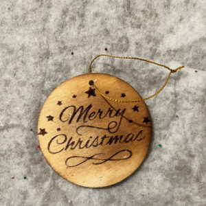 Merry Christmas Wood Burned Ornament  Item #3943