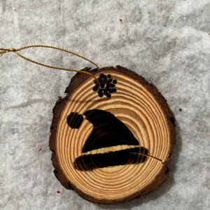Santa Hat Wood Burned Ornament  Item #3941