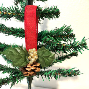Pinecone Ornament with Red Ribbon  Item #3957