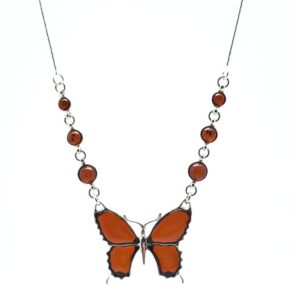 Butterfly Necklace in Baltic Cherry Amber and Sterling Silver