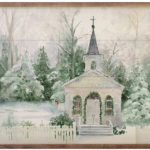 Church in winter by Judy Buswell – Kendrick Home Wood Sign (Copy)