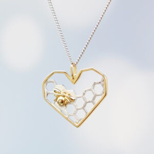 Honey Bee with Honeycomb Heart Necklace