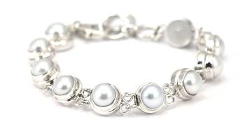 White Fresh Water Pearl and Sterling Silver Bracelet