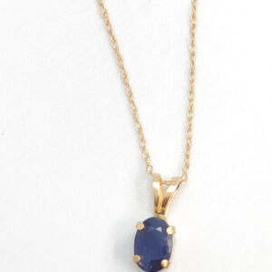 Dainty Dark Blue Sapphire 10K Yellow Gold Necklace