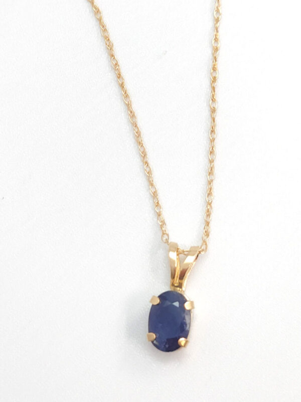 Dainty Dark Blue Sapphire 10K Yellow Gold Necklace