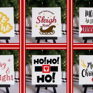 Christmas Mini Canvas Signs – 6 Designs – Easel Optional Set 1