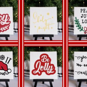 Christmas Mini Canvas Signs – 6 Designs – Easel Optional Set 2