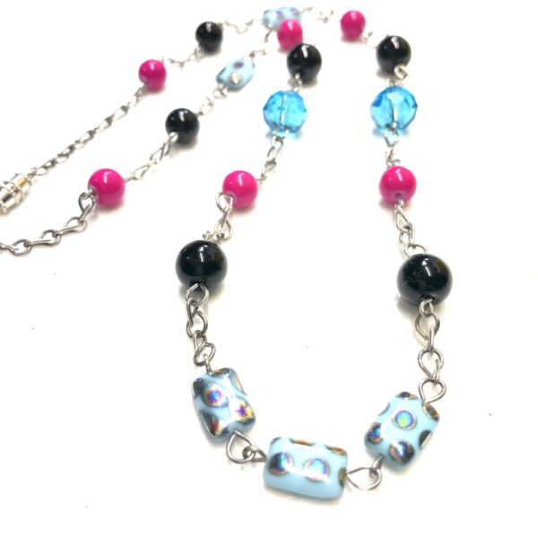 Handmade Turquoise, Pink & Black Necklace