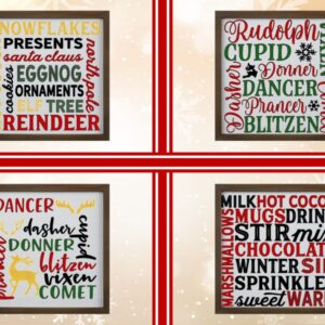 Christmas Square Signs – 4 Designs- Multiple Styles & Sizes Set 4