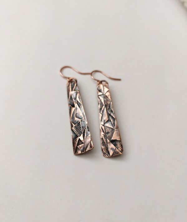 Geometric Embossed Copper Earrings