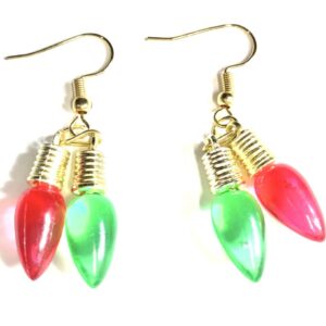 Handmade Red & Green Christmas Light Earrings