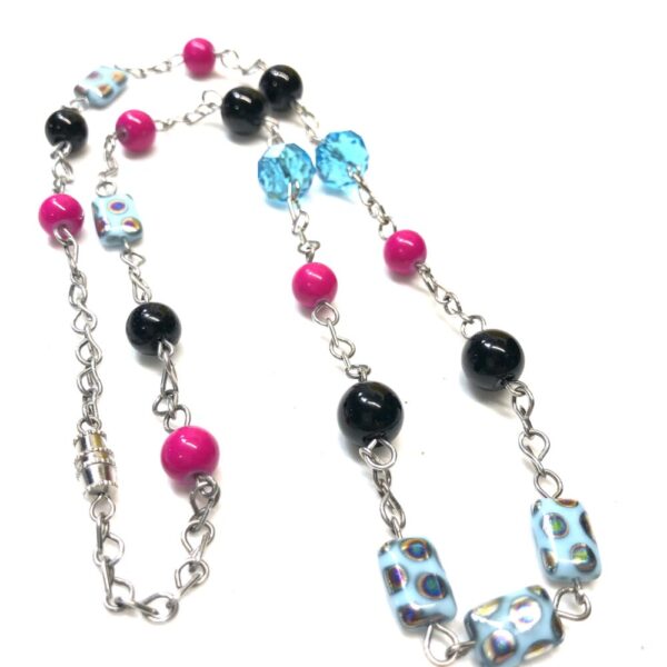Handmade Turquoise, Pink & Black Necklace