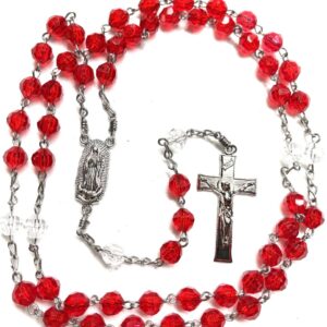Handmade Red & Clear Rosary
