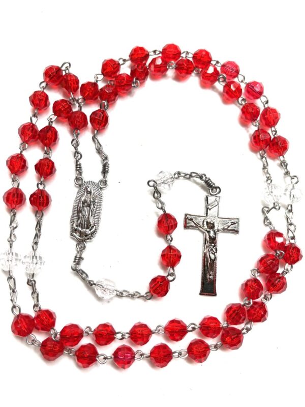 Handmade Red & Clear Rosary
