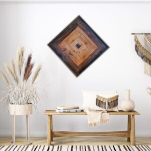 Rustic Geometric Square Wood Wall Art with a Gradient Design 15.75″ x 15.75″
