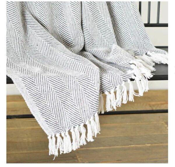 Gray Stripped Throw