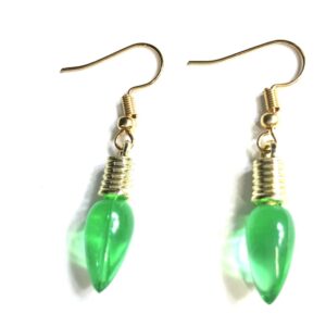 Handmade Green Christmas Light Earrings