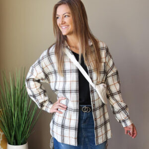 White Camel Oversized Plaid Shirt With Side Slits • S or M