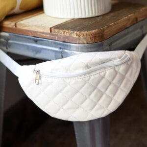 White Quilted Pattern Crossbody Bag