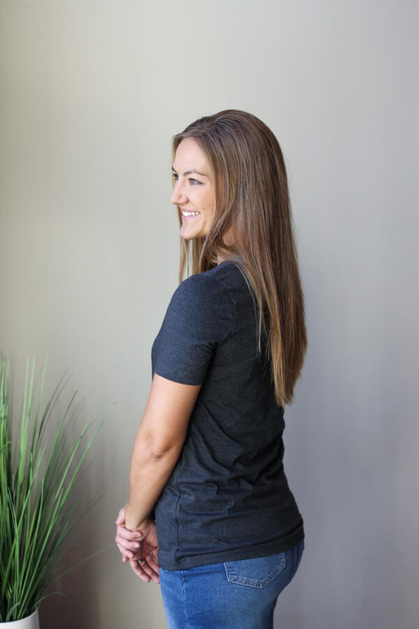 Charcoal V-Neck Short Sleeve Top